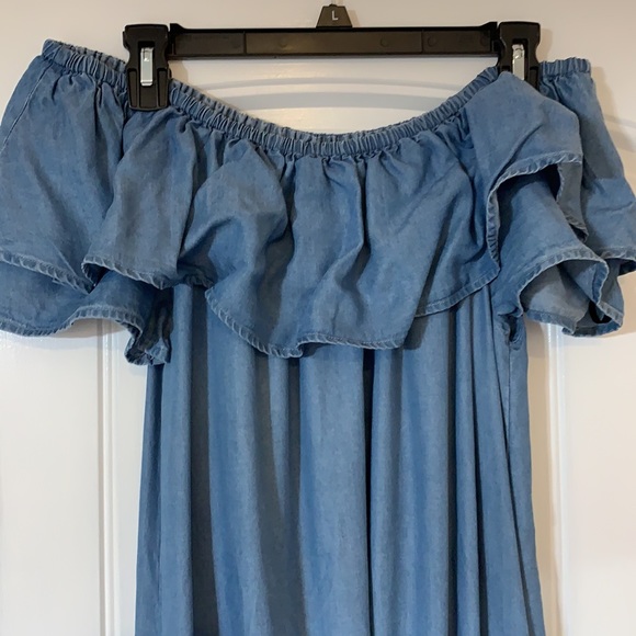 Denim Ruffle Dress - Picture 2 of 3